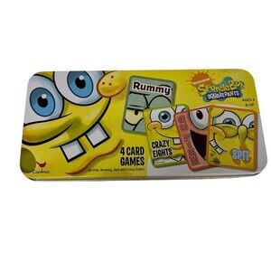 SpongeBob SquarePants 4 Card Games Tin Set Go Fish Rummy Spit Crazy 8s